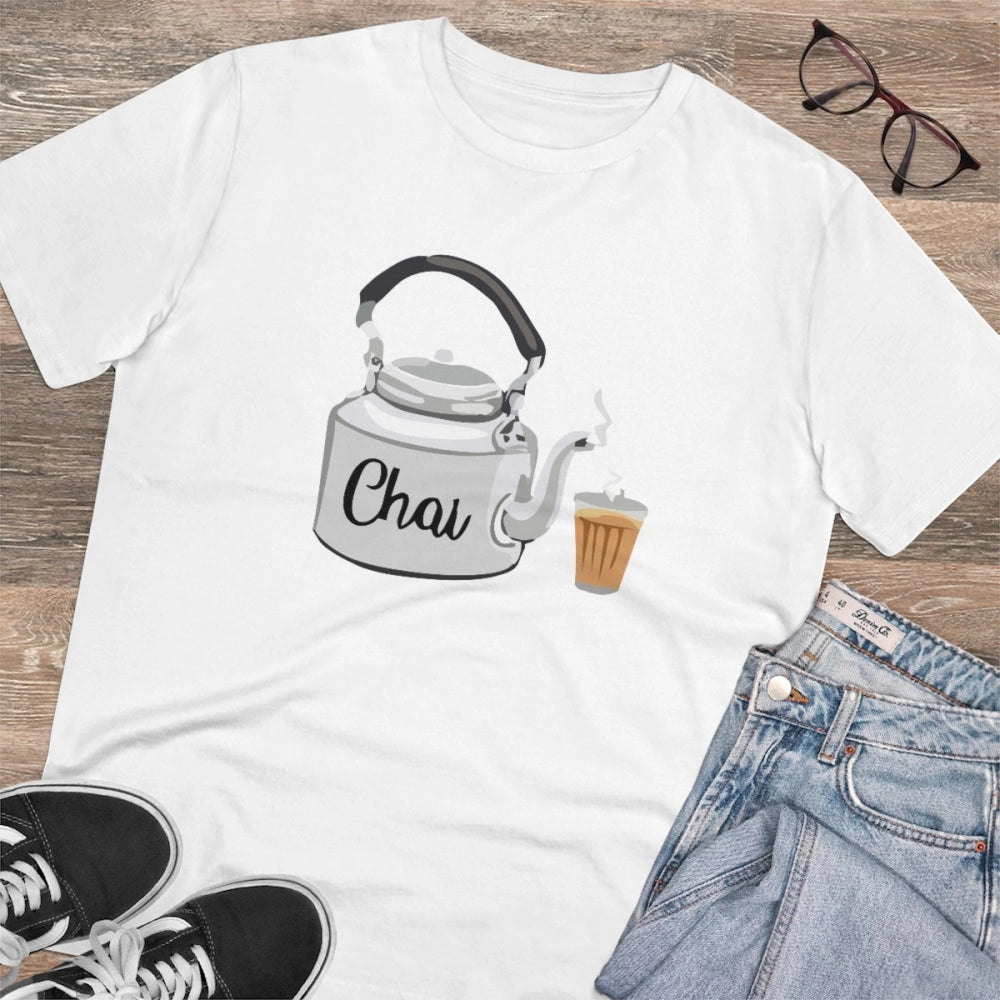 Men's PC Cotton Marathi Desing Printed T Shirt (Color: White, Thread Count: 180GSM)