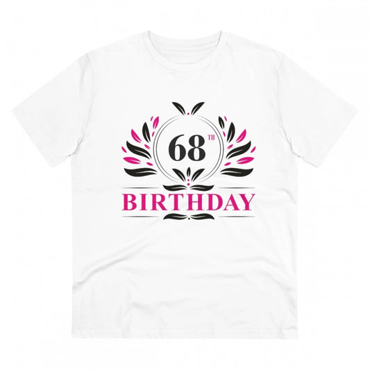 Men's PC Cotton 68th Birthday Printed T Shirt (Color: White, Thread Count: 180GSM)