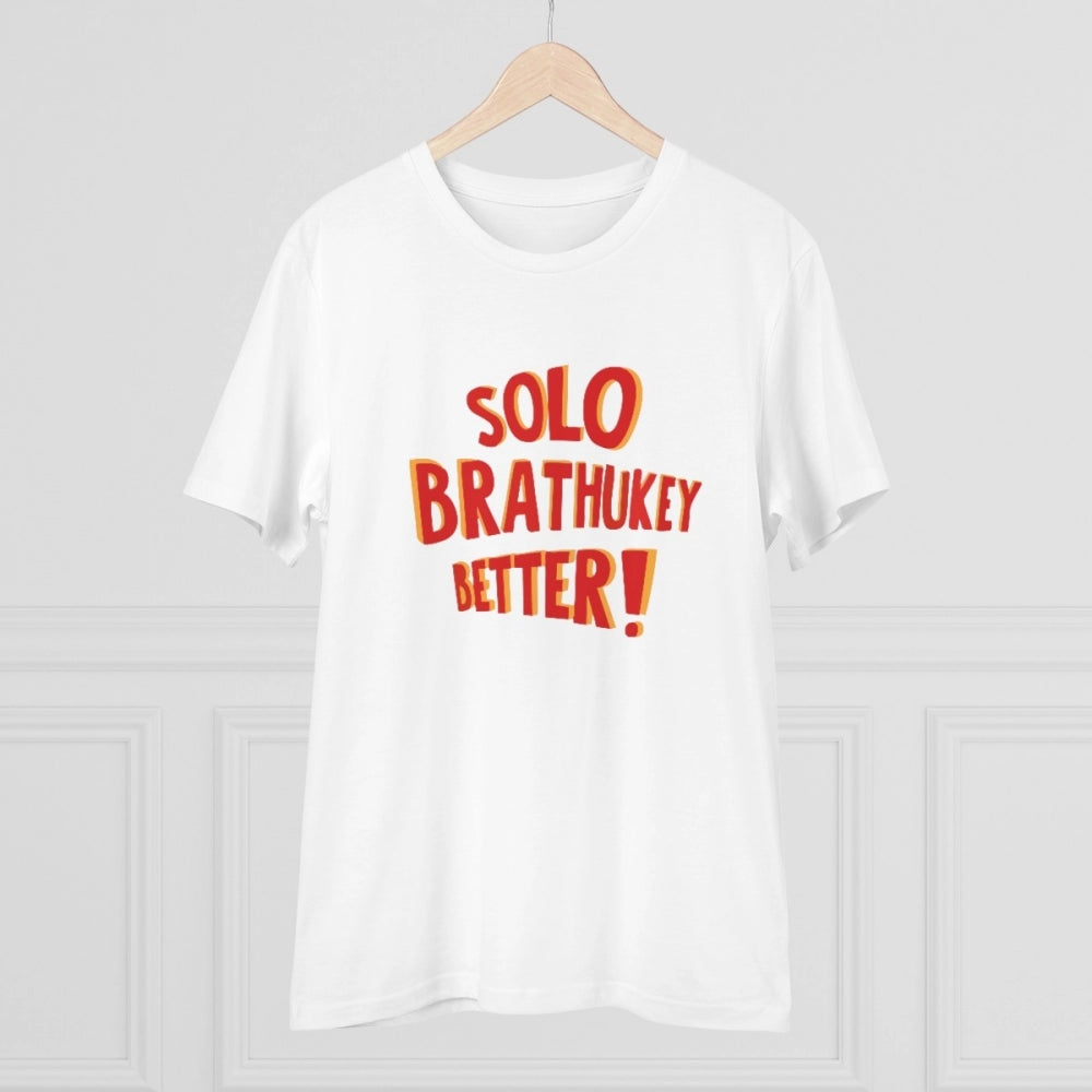 Men's PC Cotton Telugu Desing Printed T Shirt (Color: White, Thread Count: 180GSM)