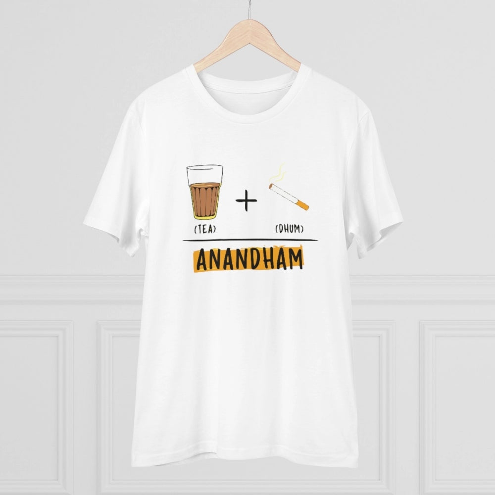 Men's PC Cotton Telugu Desing Printed T Shirt (Color: White, Thread Count: 180GSM)