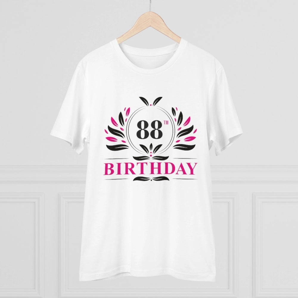 Men's PC Cotton 88th Birthday Printed T Shirt (Color: White, Thread Count: 180GSM)