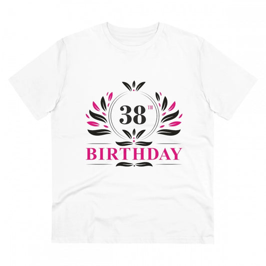Men's PC Cotton 38th Birthday Printed T Shirt (Color: White, Thread Count: 180GSM)