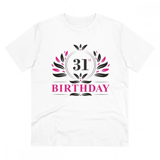 Men's PC Cotton 31st Birthday Printed T Shirt (Color: White, Thread Count: 180GSM)