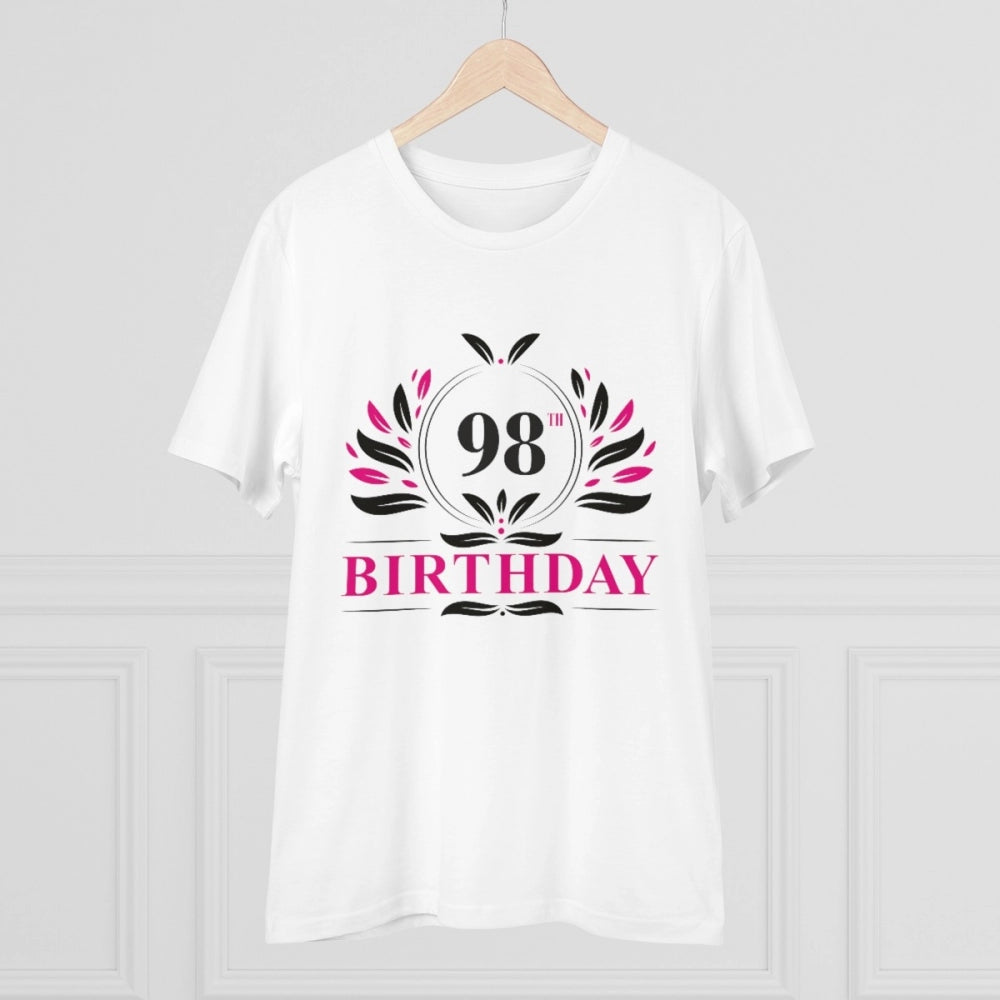 Men's PC Cotton 98th Birthday Printed T Shirt (Color: White, Thread Count: 180GSM)