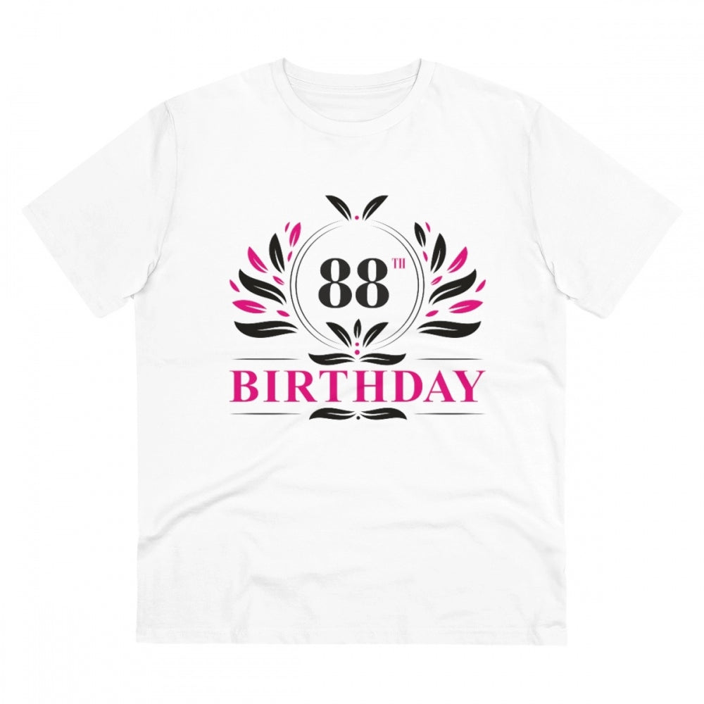 Men's PC Cotton 88th Birthday Printed T Shirt (Color: White, Thread Count: 180GSM)