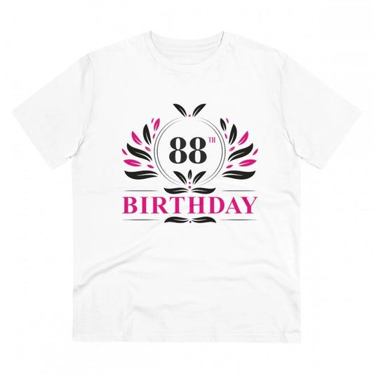 Men's PC Cotton 88th Birthday Printed T Shirt (Color: White, Thread Count: 180GSM)