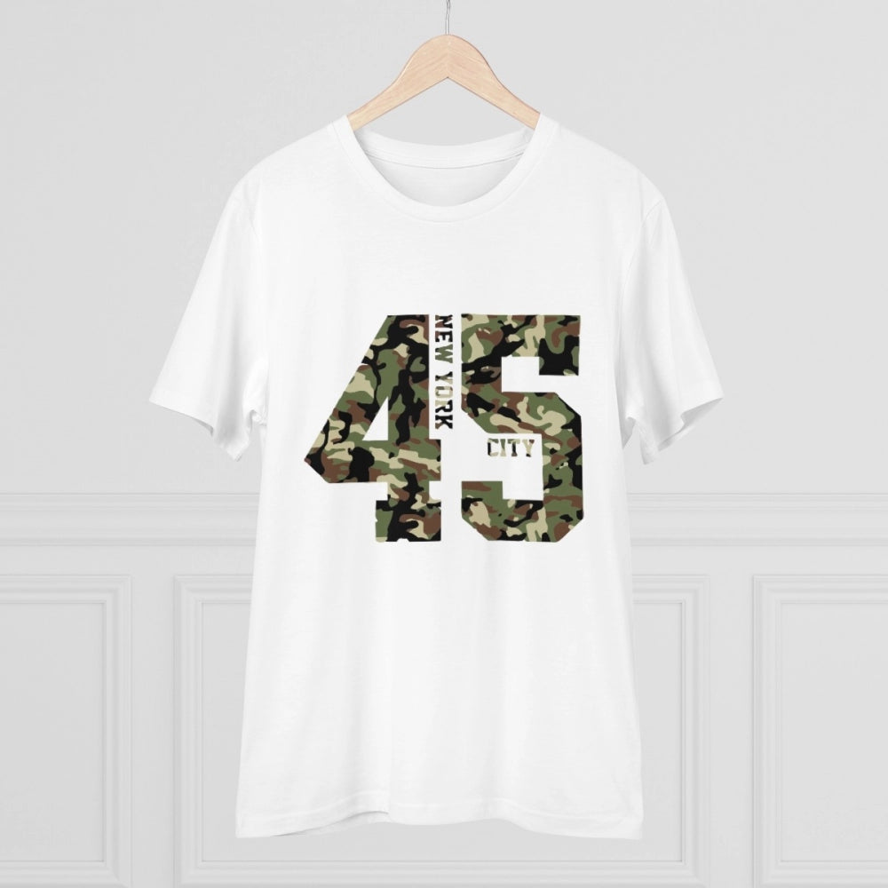 Men's PC Cotton New York City Printed T Shirt (Color: White, Thread Count: 180GSM)