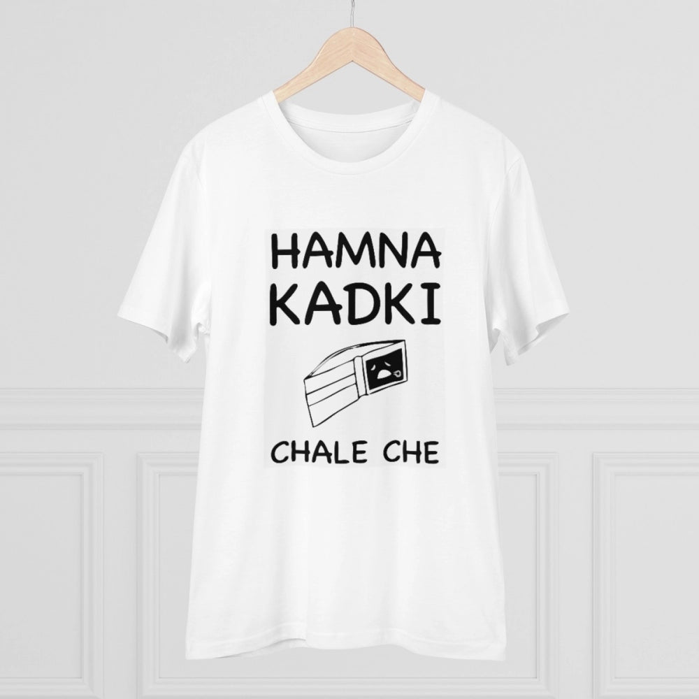 Men's PC Cotton Hamna Kadki Chale Che Printed T Shirt (Color: White, Thread Count: 180GSM)