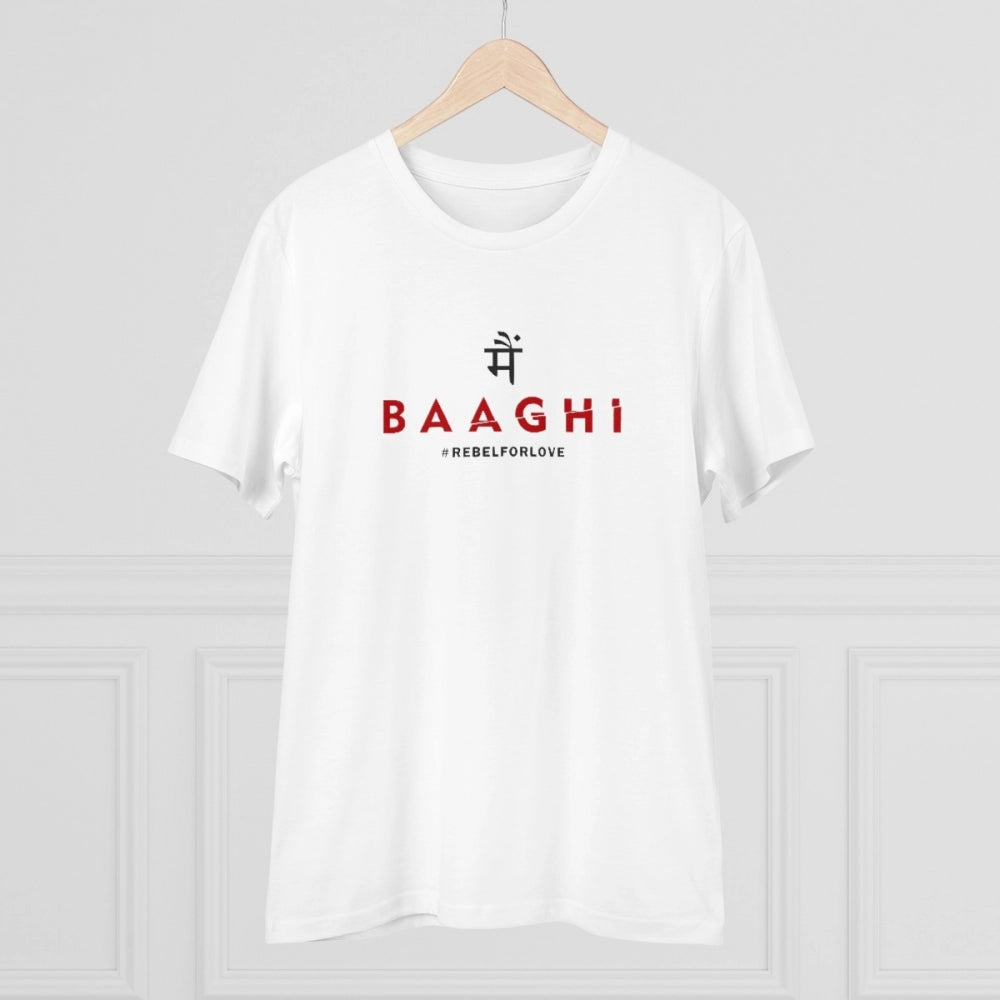 Men's PC Cotton Me Bhaghi Printed T Shirt (Color: White, Thread Count: 180GSM)