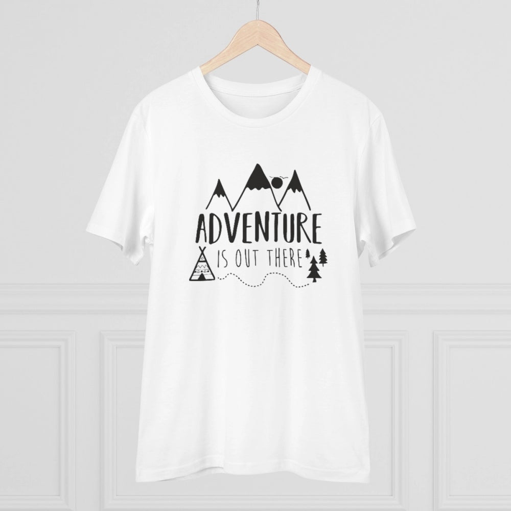 Men's PC Cotton Explore The Unseen Printed T Shirt (Color: White, Thread Count: 180GSM)