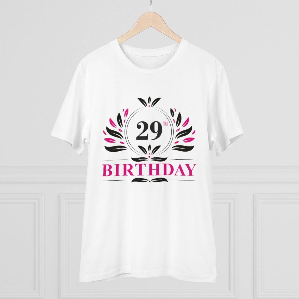 Men's PC Cotton 29th Birthday Printed T Shirt (Color: White, Thread Count: 180GSM)