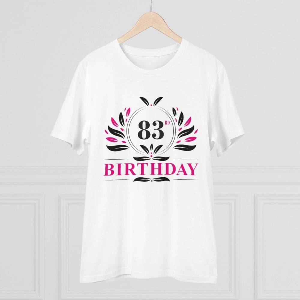 Men's PC Cotton 83rd Birthday Printed T Shirt (Color: White, Thread Count: 180GSM)