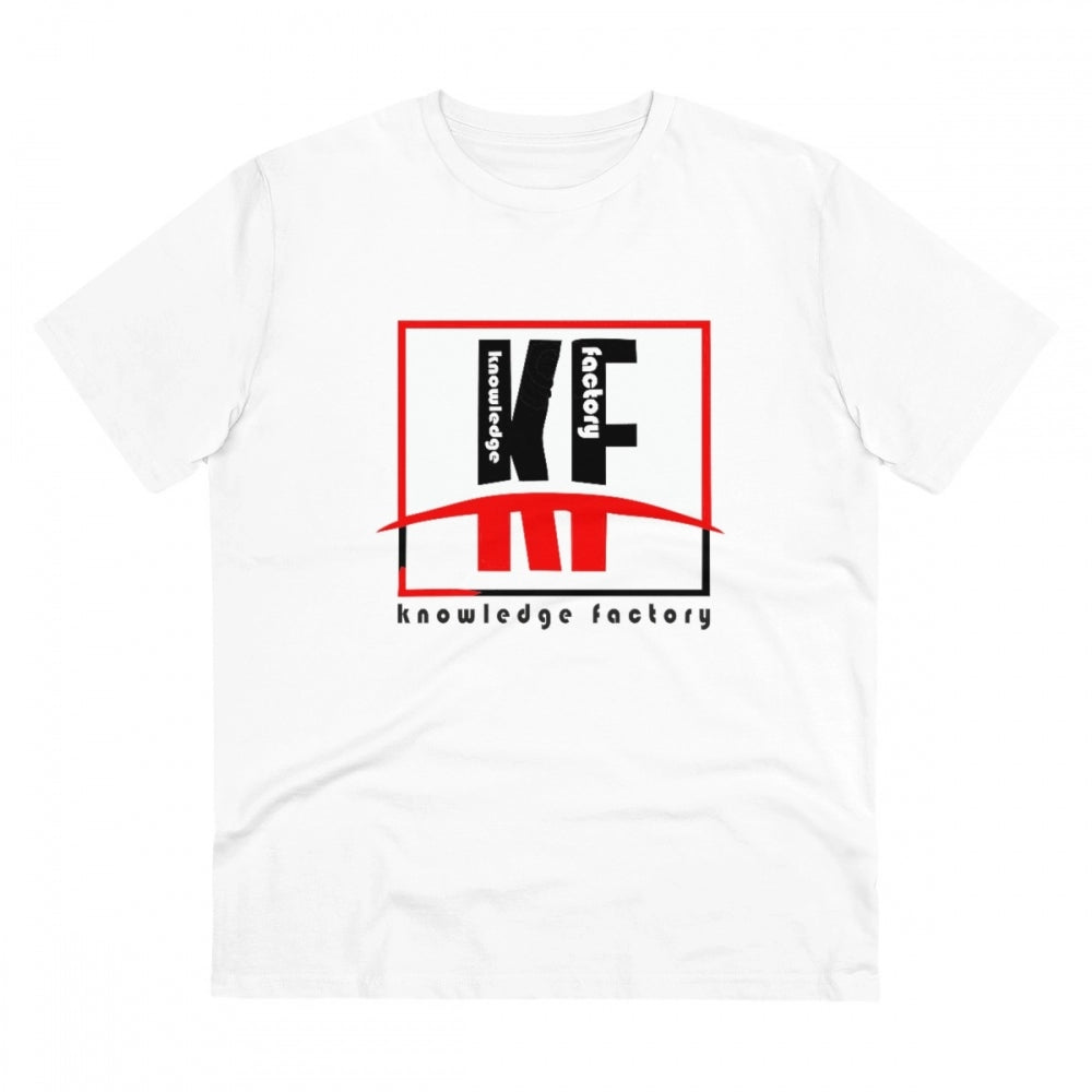 Men's PC Cotton Knowledge Factory Printed T Shirt (Color: White, Thread Count: 180GSM)