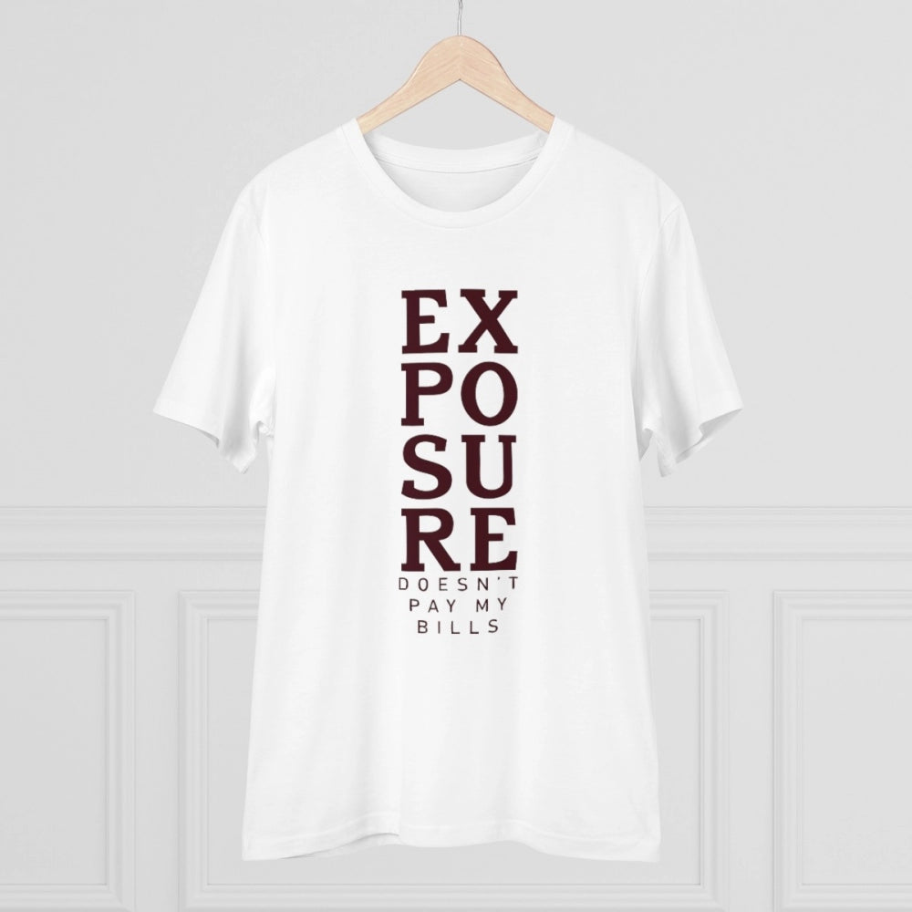 Men's PC Cotton Exposure Printed T Shirt (Color: White, Thread Count: 180GSM)