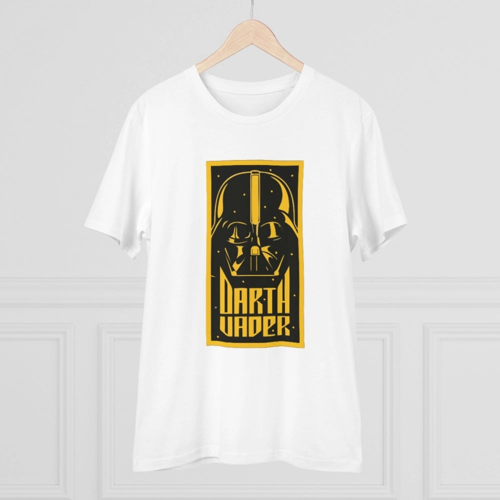 Men's PC Cotton Darth Vader Printed T Shirt (Color: White, Thread Count: 180GSM)