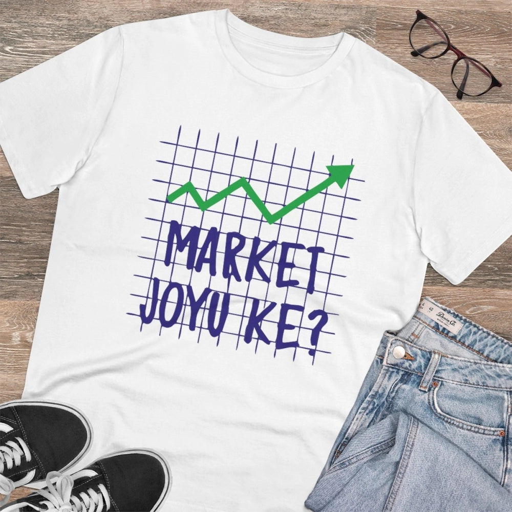 Men's PC Cotton Market Joyu Che Printed T Shirt (Color: White, Thread Count: 180GSM)