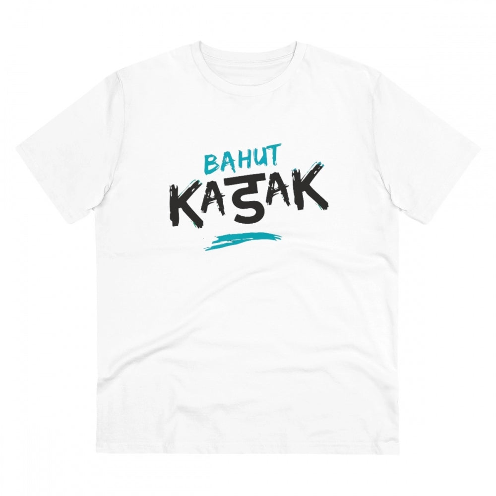 Men's PC Cotton Bahot Kadak Printed T Shirt (Color: White, Thread Count: 180GSM)