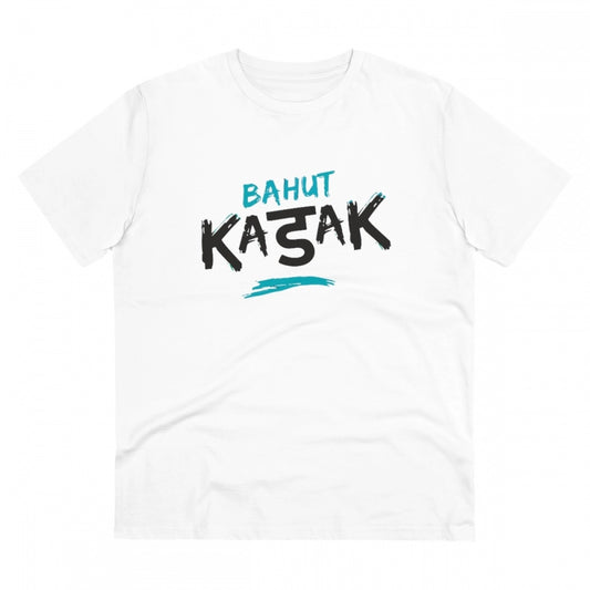 Men's PC Cotton Bahot Kadak Printed T Shirt (Color: White, Thread Count: 180GSM)