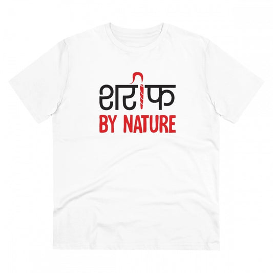 Men's PC Cotton Sarif By Nature Printed T Shirt (Color: White, Thread Count: 180GSM)