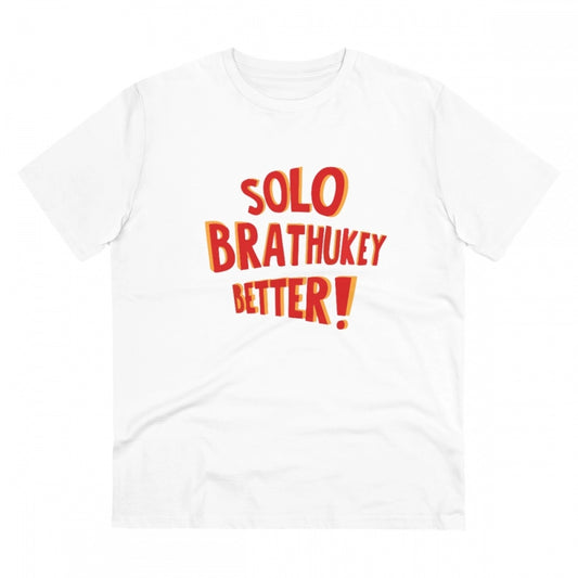 Men's PC Cotton Telugu Desing Printed T Shirt (Color: White, Thread Count: 180GSM)