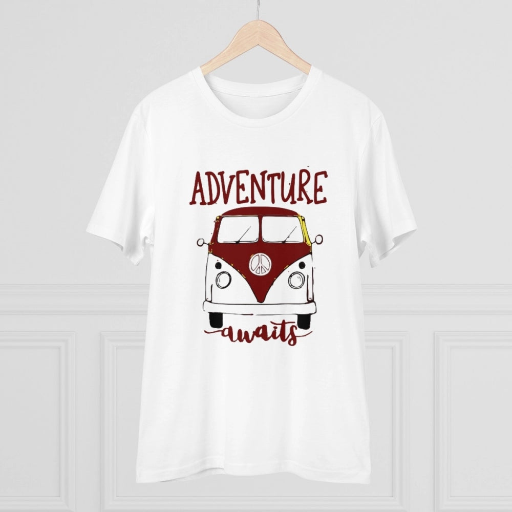 Men's PC Cotton Explore The Unseen Printed T Shirt (Color: White, Thread Count: 180GSM)