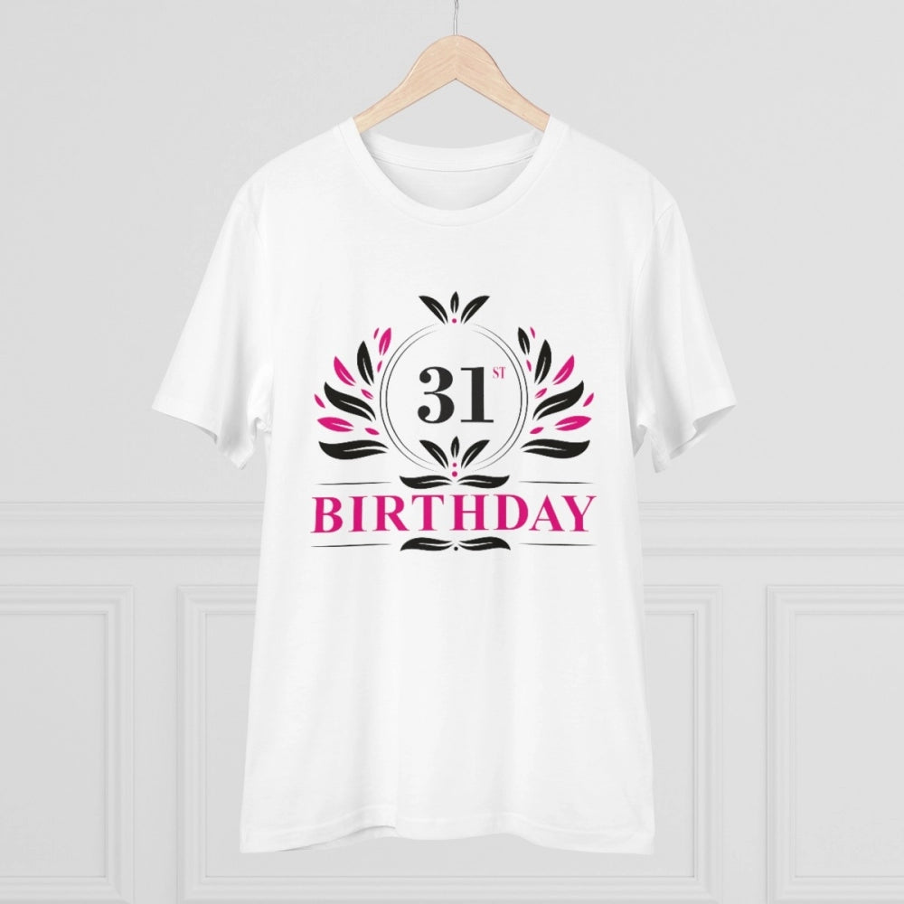 Men's PC Cotton 31st Birthday Printed T Shirt (Color: White, Thread Count: 180GSM)