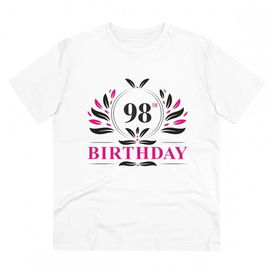 Men's PC Cotton 98th Birthday Printed T Shirt (Color: White, Thread Count: 180GSM)