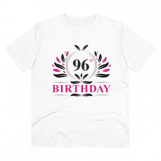 Men's PC Cotton 96th Birthday Printed T Shirt (Color: White, Thread Count: 180GSM)