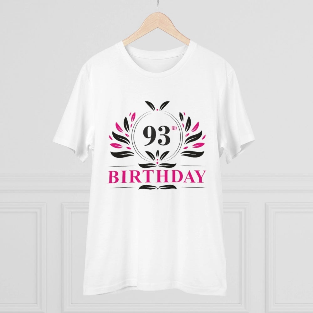 Men's PC Cotton 93rd Birthday Printed T Shirt (Color: White, Thread Count: 180GSM)