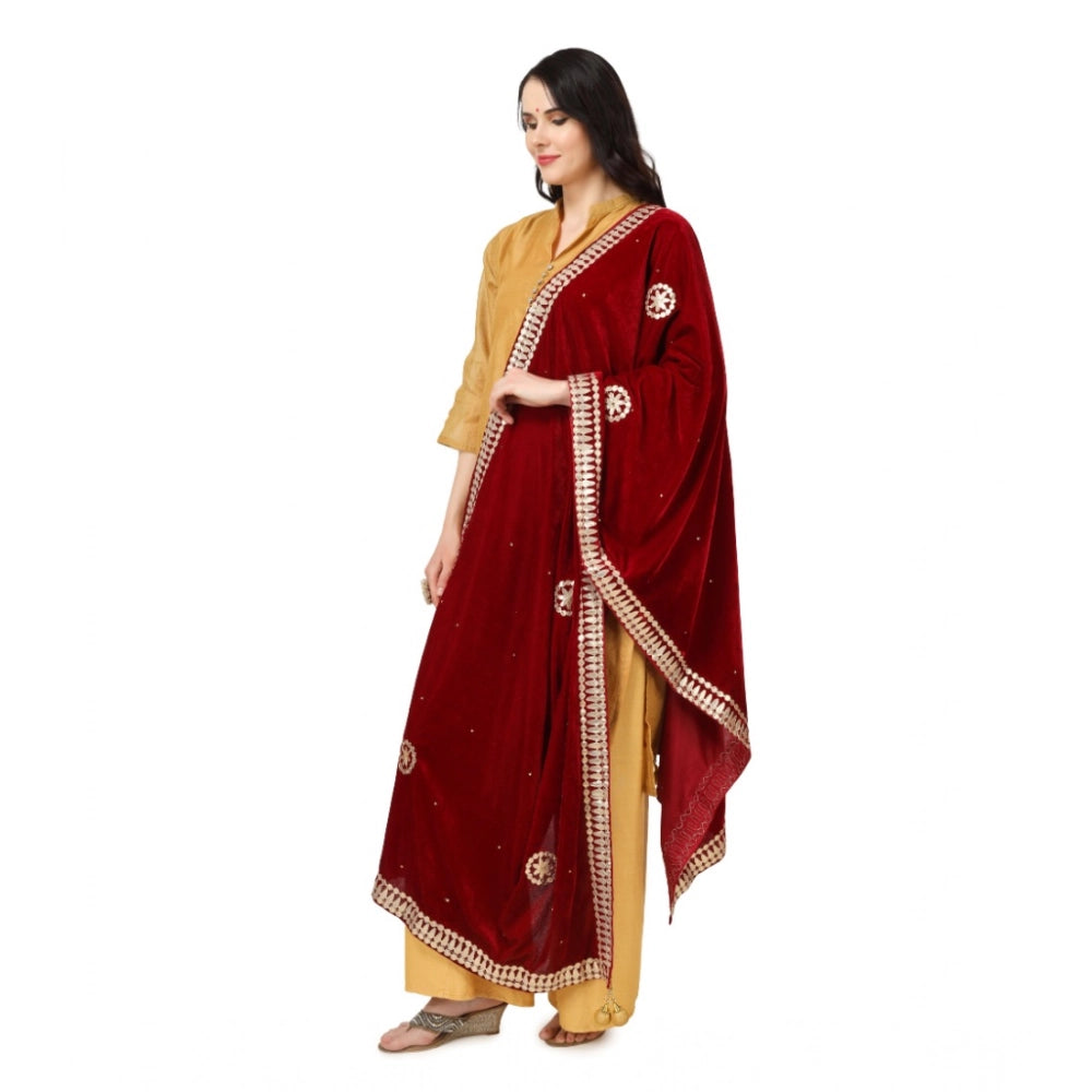 Women's Velvet Gotta Patti Dupatta (Maroon, Length: 2.25 to 2.50 Mtr)