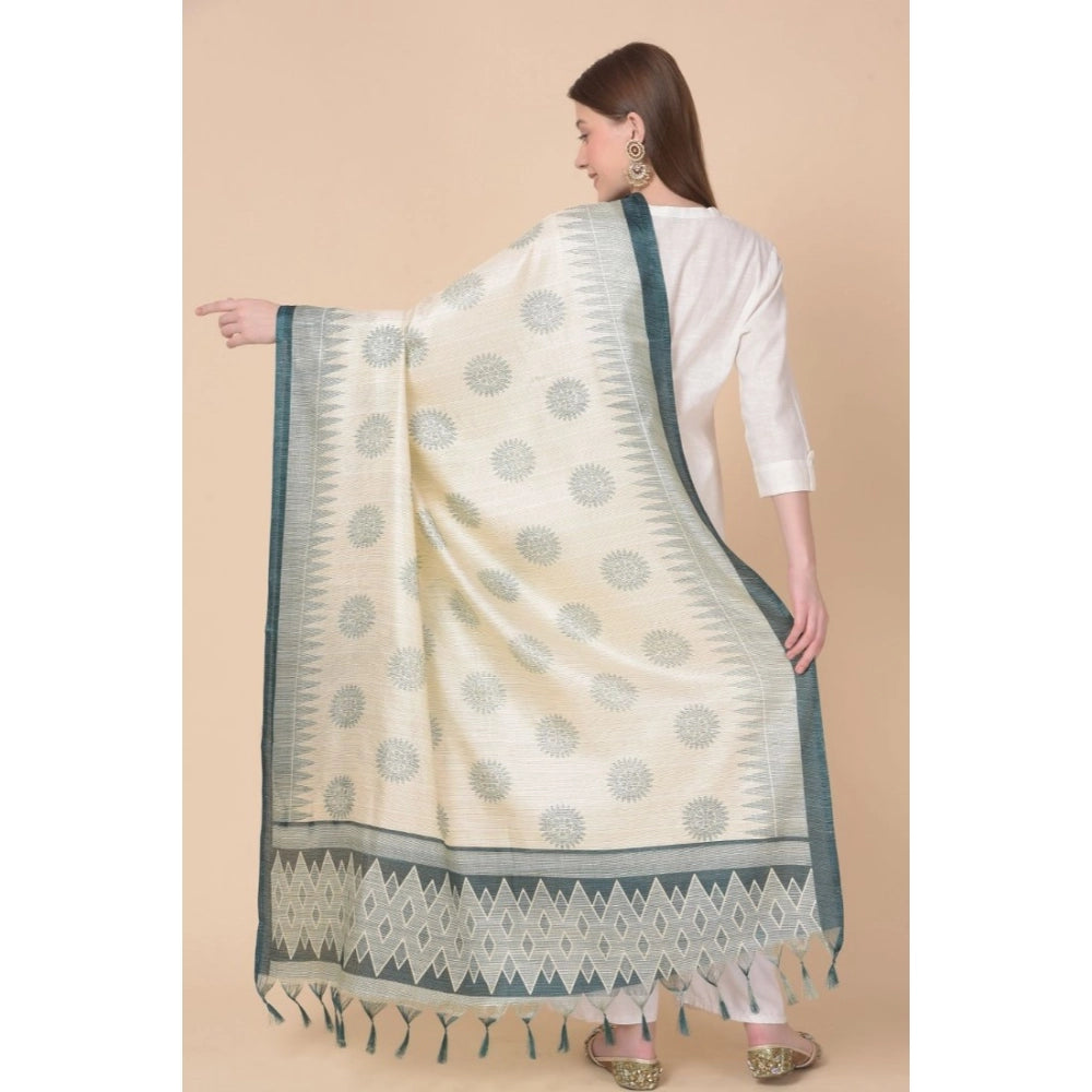 Women's Art Silk Printed Dupatta (Grey, Length: 2.25 to 2.50 Mtr)
