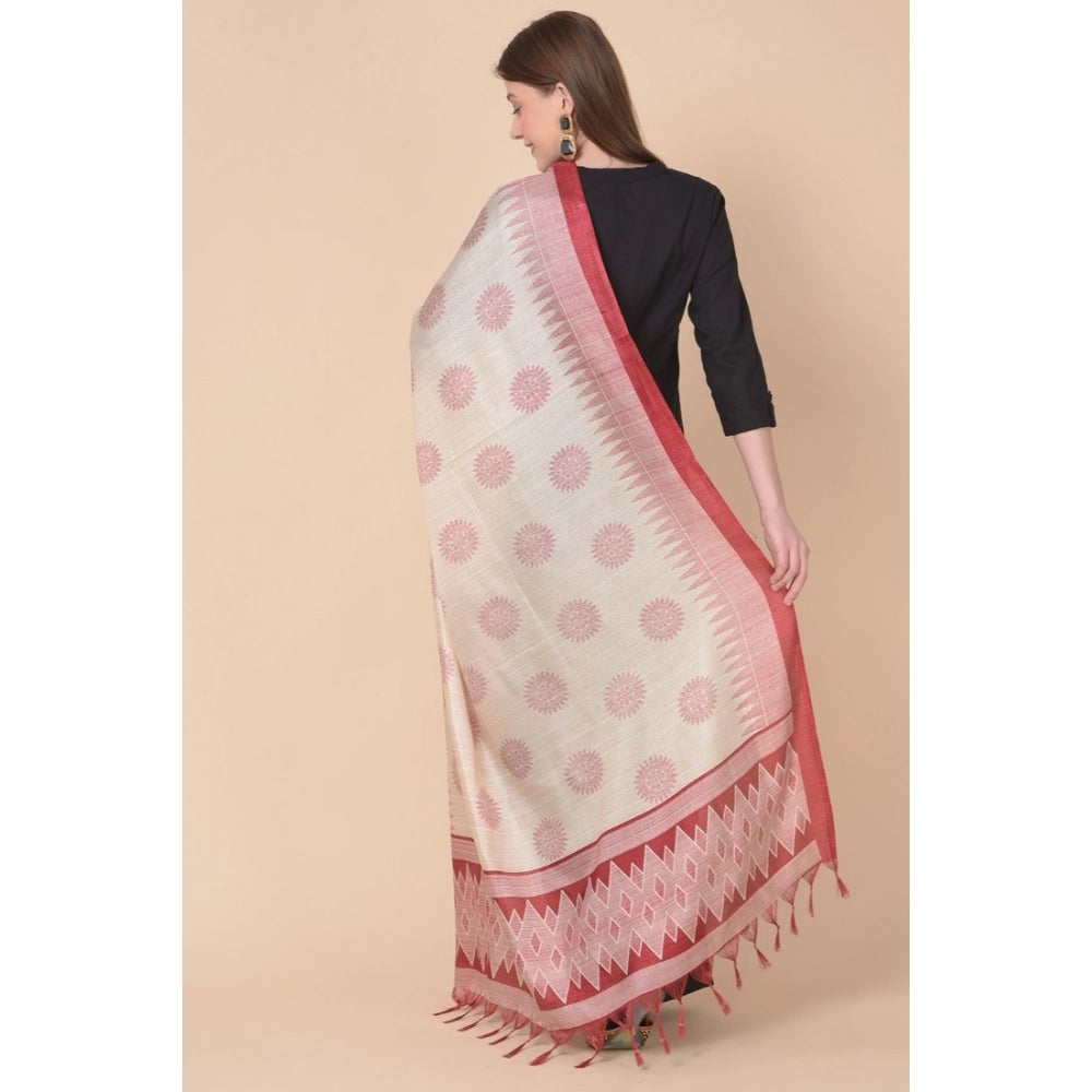 Women's Art Silk Printed Dupatta (Maroon, Length: 2.25 to 2.50 Mtr)