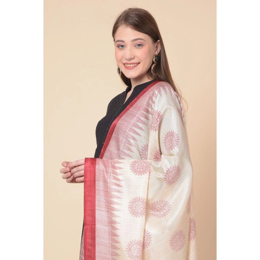 Women's Art Silk Printed Dupatta (Maroon, Length: 2.25 to 2.50 Mtr)