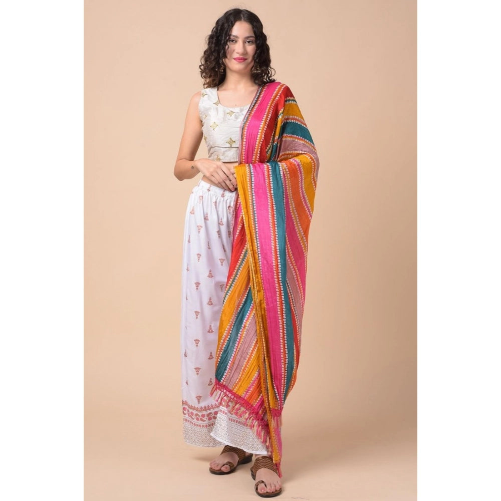 Women's Chanderi Printed Dupatta (Multicolor, Length: 2.25 to 2.50 Mtr)