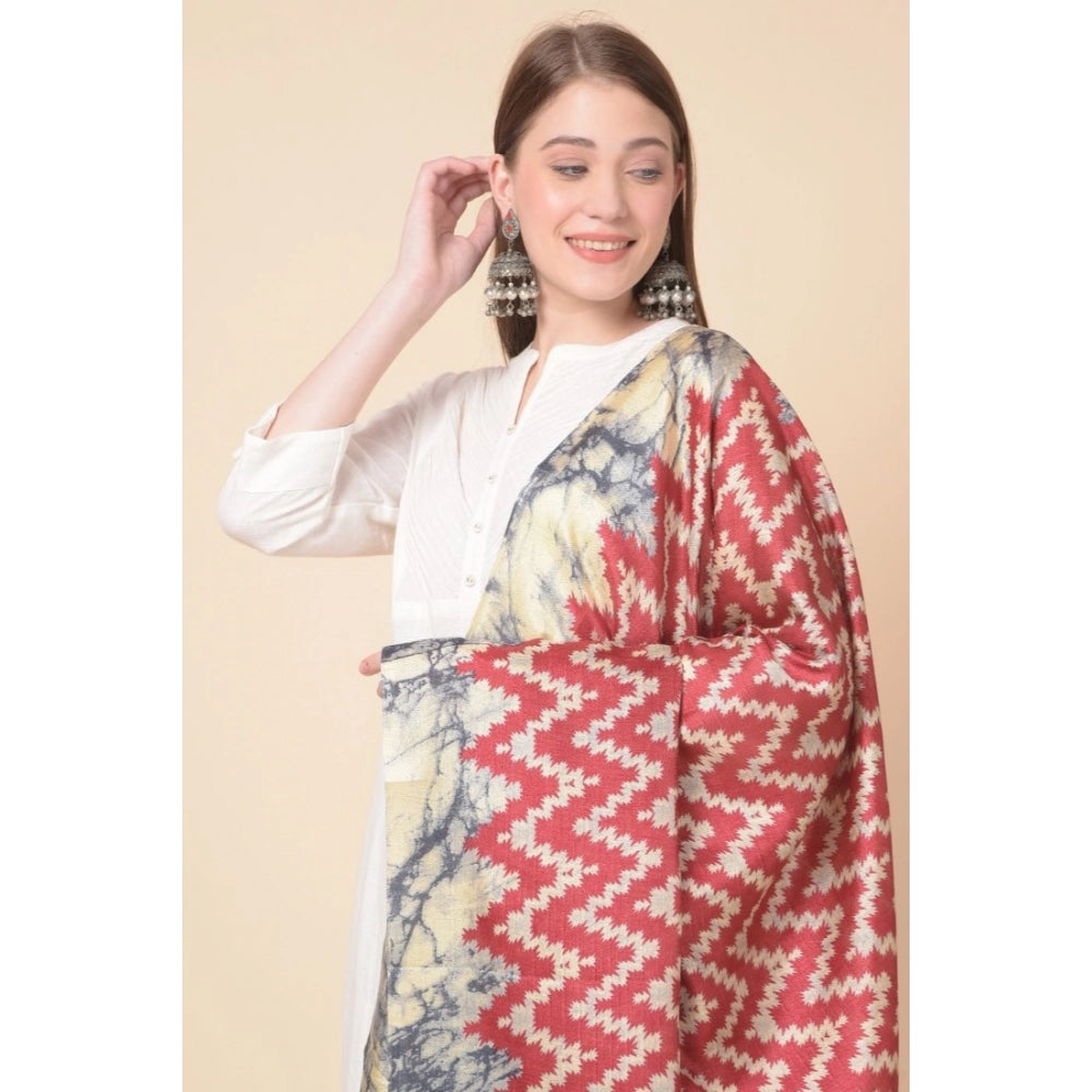 Women's Art Silk Printed Dupatta (Maroon, Length: 2.25 to 2.50 Mtr)