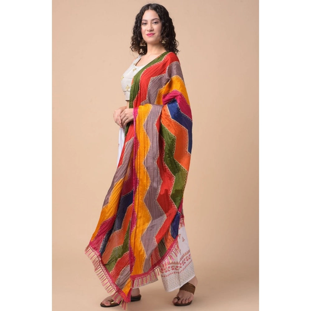Women's Chanderi Printed Dupatta (Multicolor, Length: 2.25 to 2.50 Mtr)