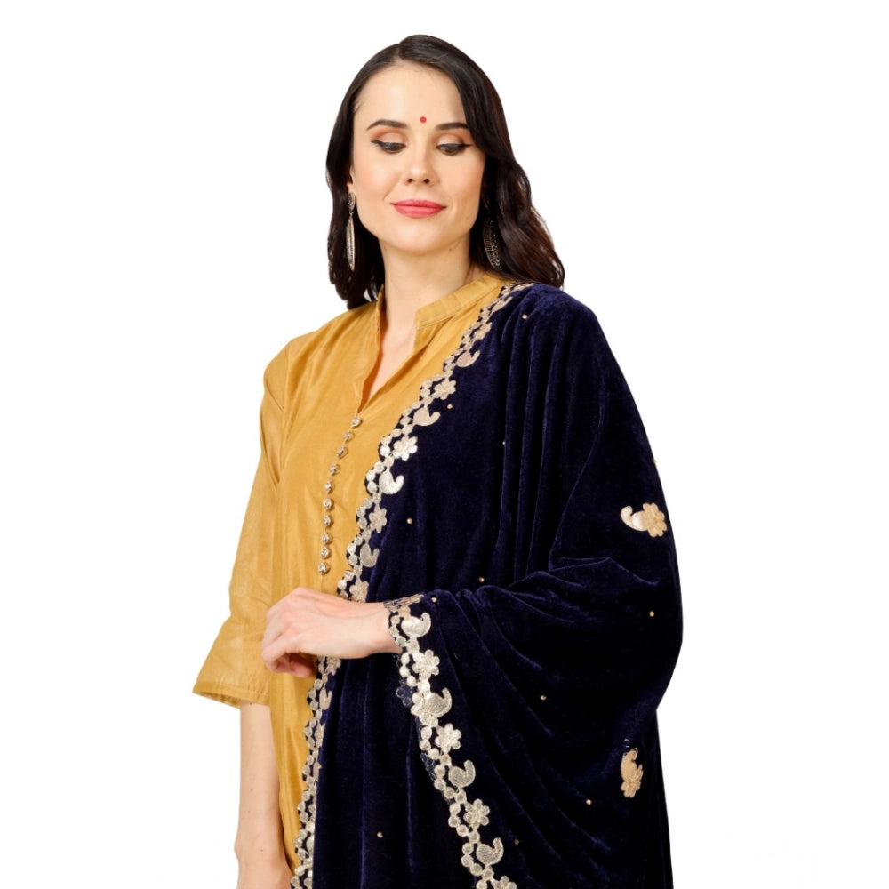 Women's Velvet Gotta Patti Dupatta (Blue, Length: 2.25 to 2.50 Mtr)