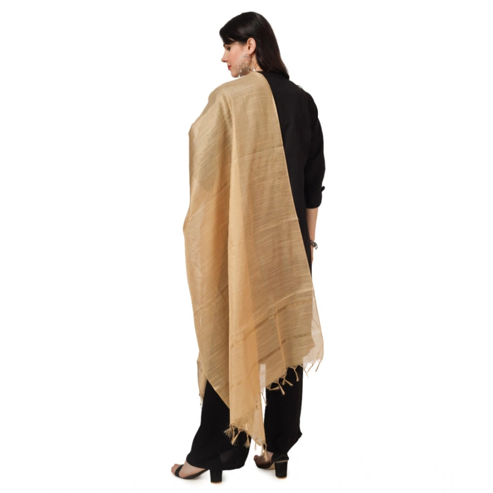 Women's Chanderi Solid Dupatta (Gold, Length: 2.25 to 2.50 Mtr)
