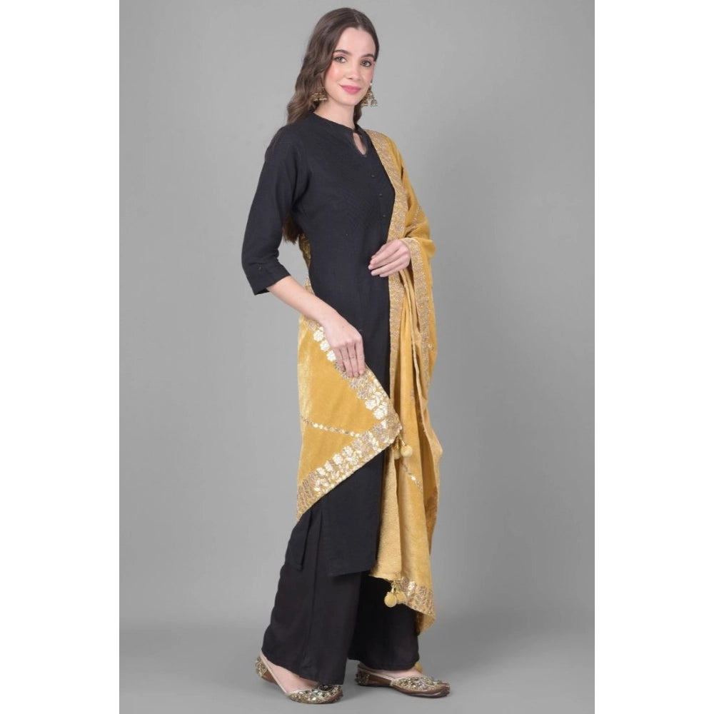 Women's Velvet Gotta Patti Dupatta (Gold, Length: 2.25 to 2.50 Mtr)