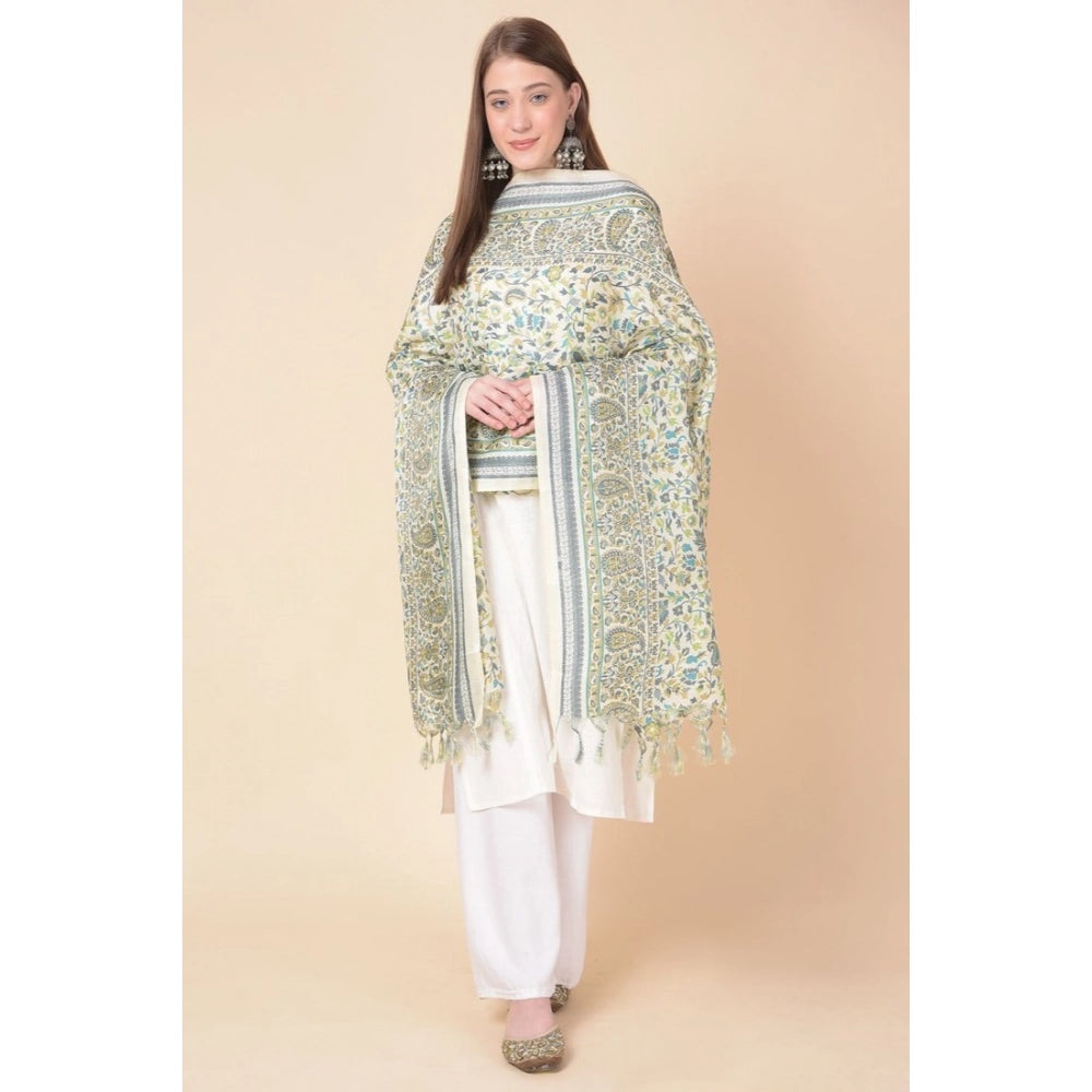 Women's Art Silk Printed Dupatta (Off White, Length: 2.25 to 2.50 Mtr)