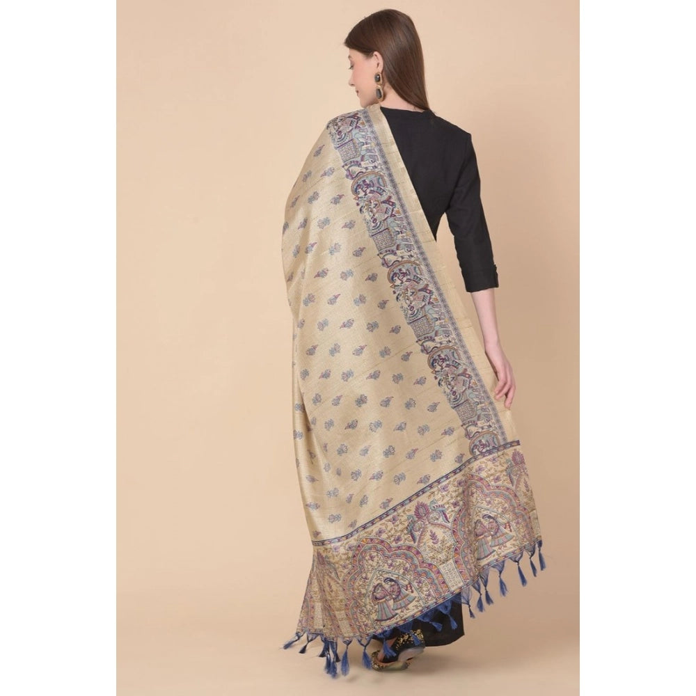 Women's Art Silk Printed Dupatta (Gold, Length: 2.25 to 2.50 Mtr)