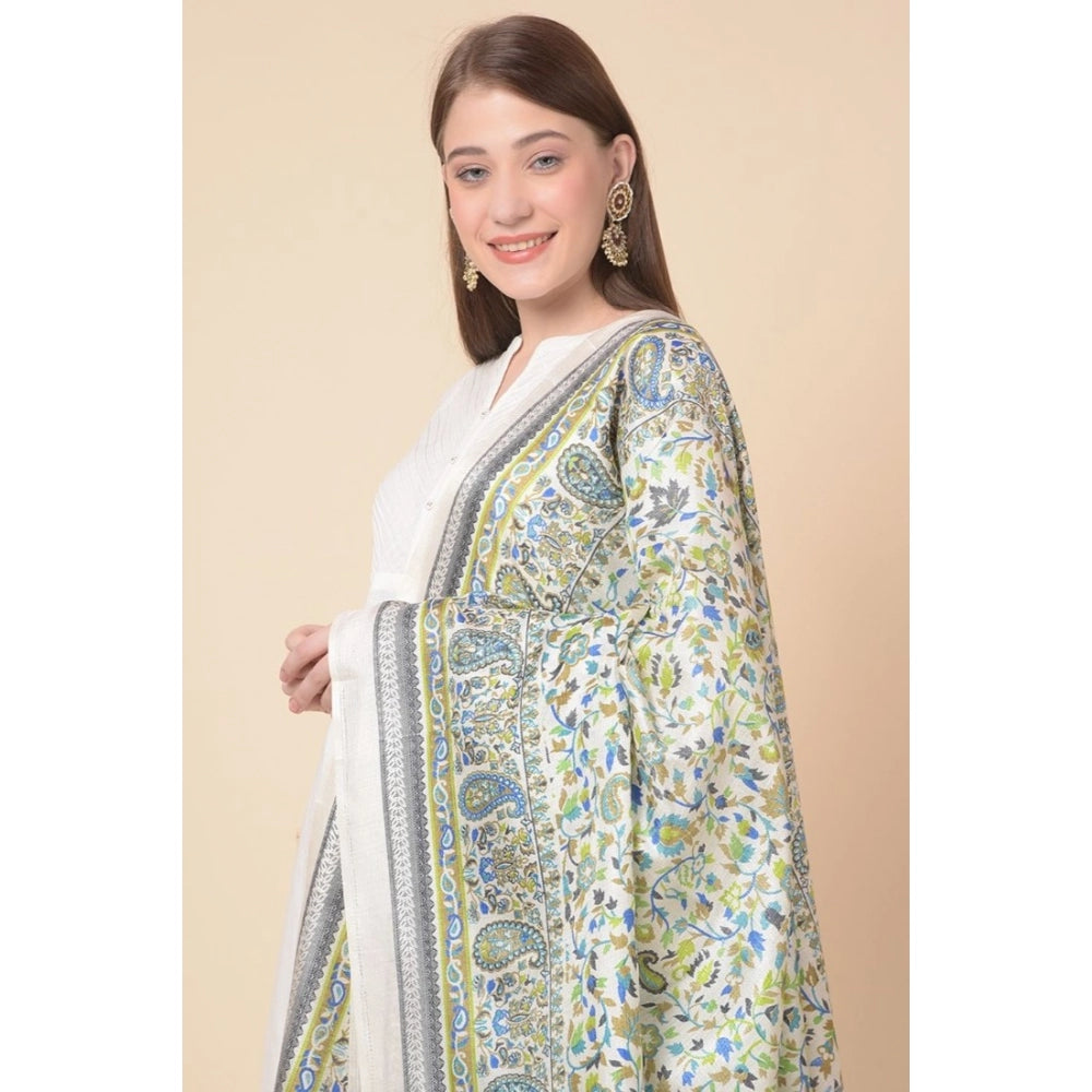 Women's Art Silk Printed Dupatta (Grey, Length: 2.25 to 2.50 Mtr)
