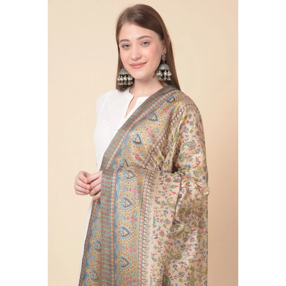 Women's Art Silk Printed Dupatta (Light Brown, Length: 2.25 to 2.50 Mtr)