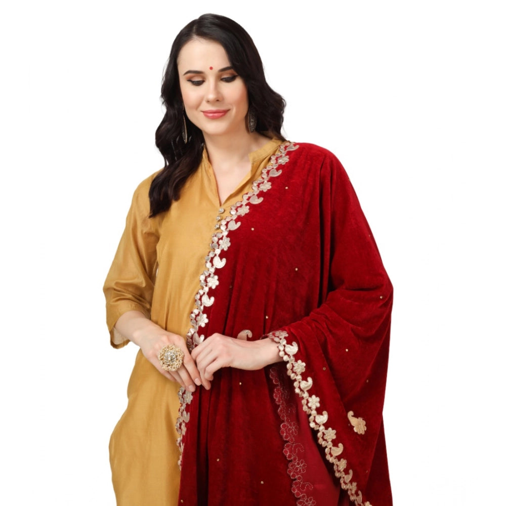 Women's Velvet Gotta Patti Dupatta (Maroon, Length: 2.25 to 2.50 Mtr)