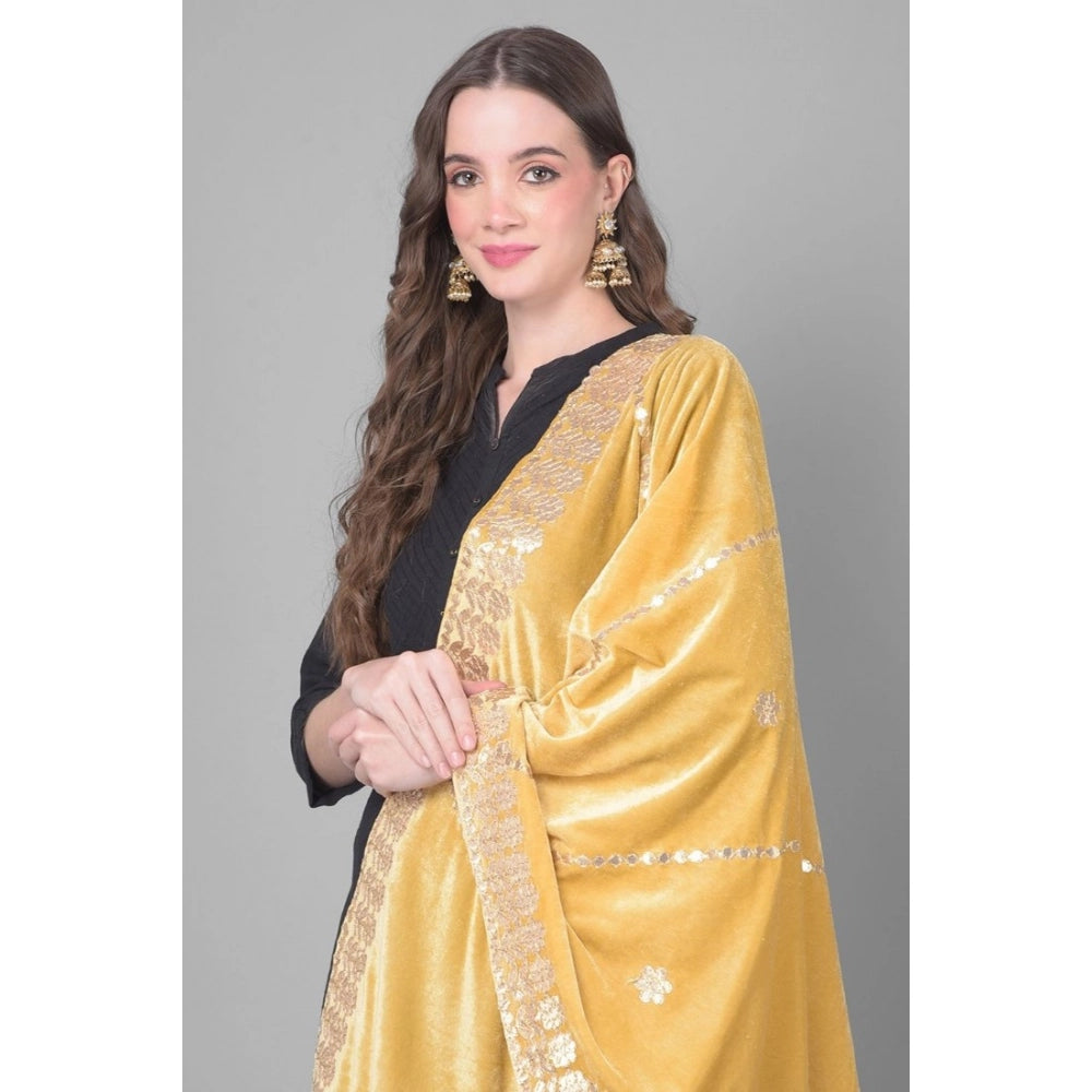 Women's Velvet Gotta Patti Dupatta (Gold, Length: 2.25 to 2.50 Mtr)