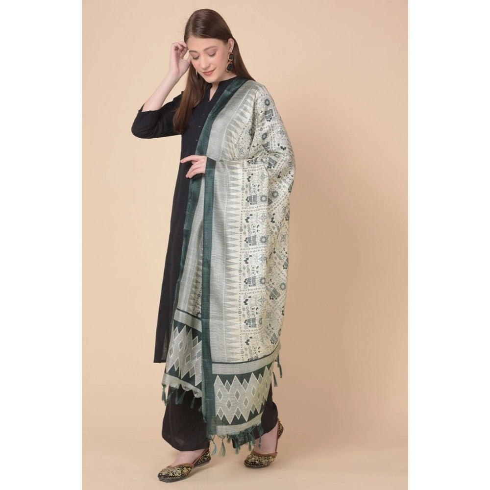 Women's Art Silk Printed Dupatta (Grey, Length: 2.25 to 2.50 Mtr)