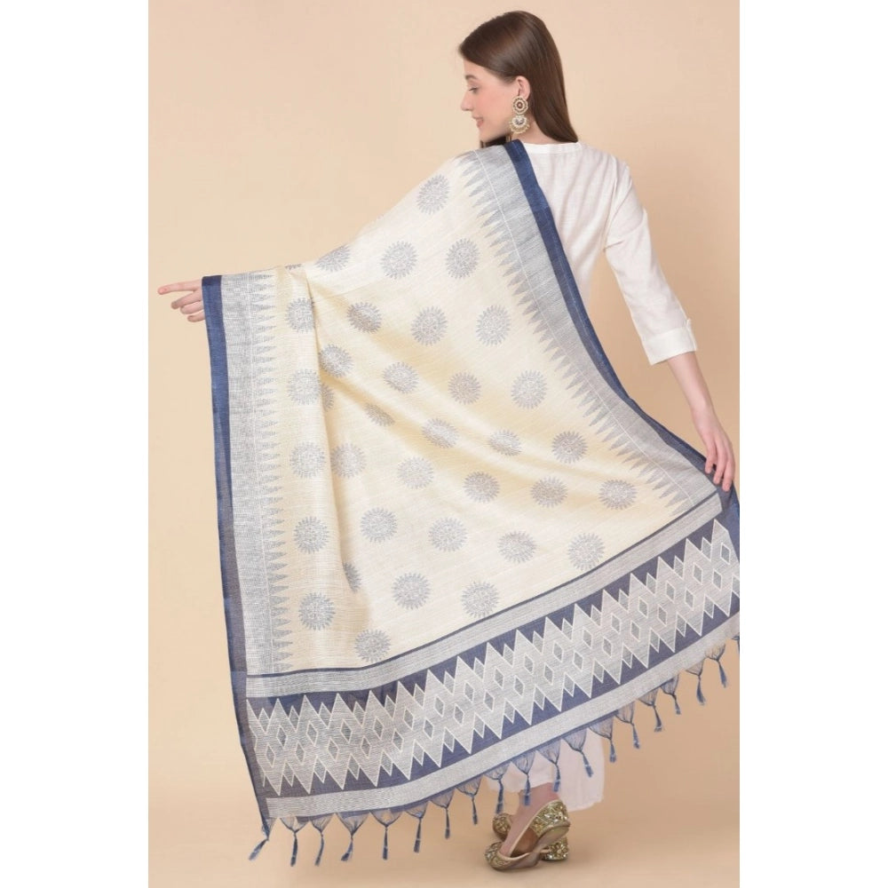 Women's Art Silk Printed Dupatta (Blue, Length: 2.25 to 2.50 Mtr)