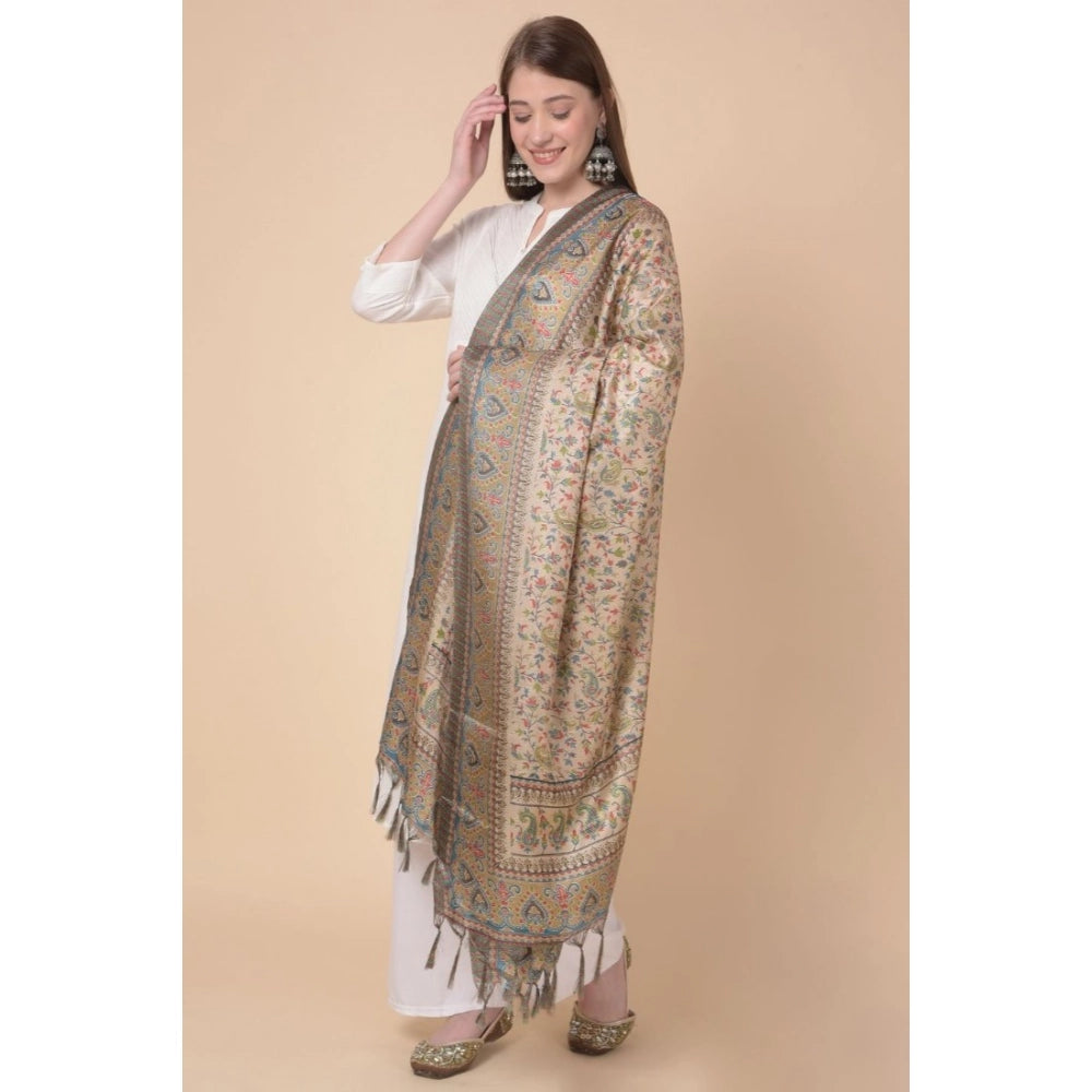 Women's Art Silk Printed Dupatta (Light Brown, Length: 2.25 to 2.50 Mtr)