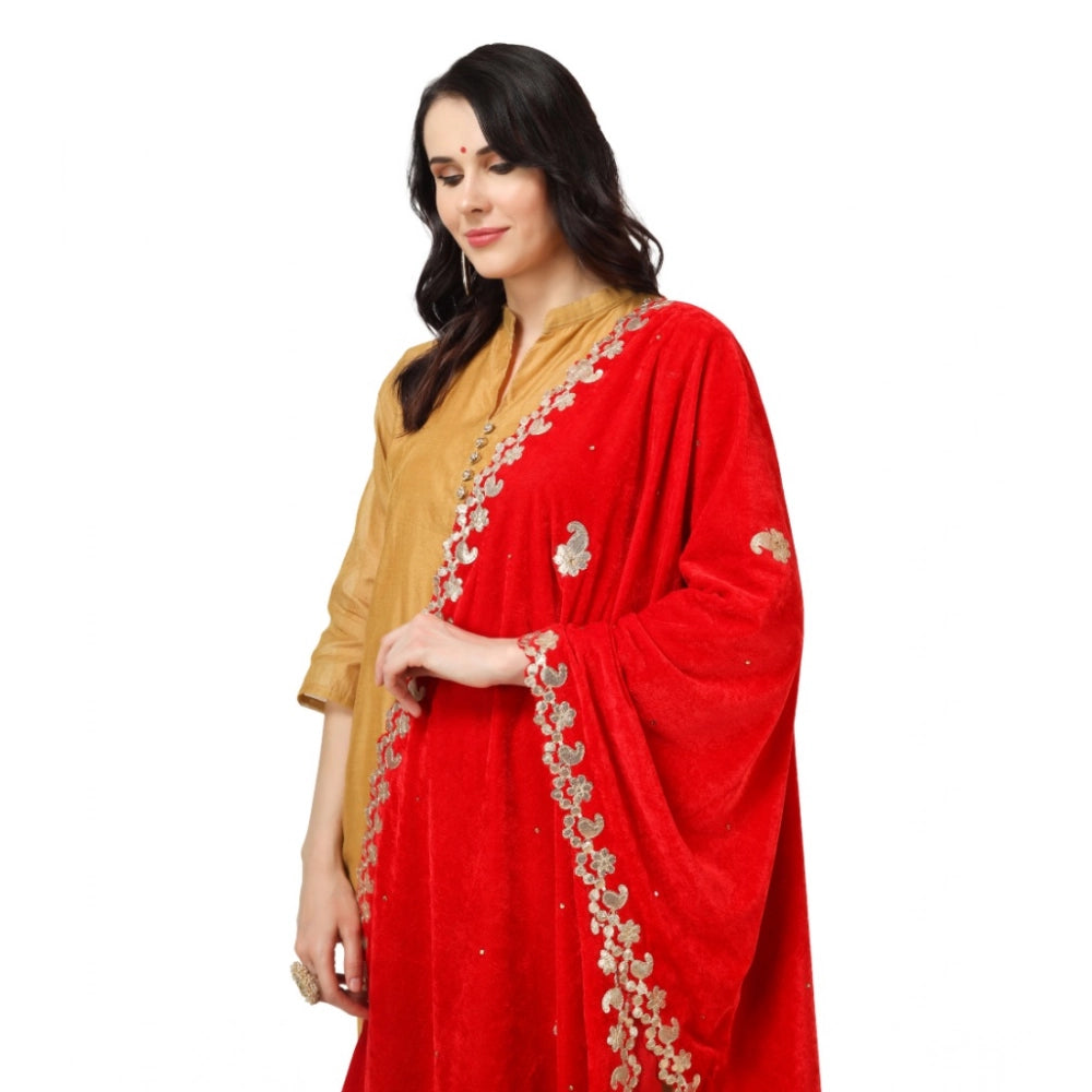 Women's Velvet Gotta Patti Dupatta (Red, Length: 2.25 to 2.50 Mtr)