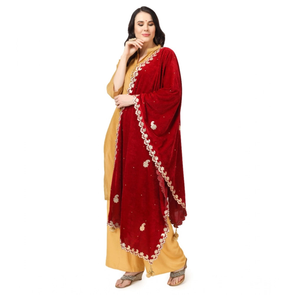Women's Velvet Gotta Patti Dupatta (Maroon, Length: 2.25 to 2.50 Mtr)